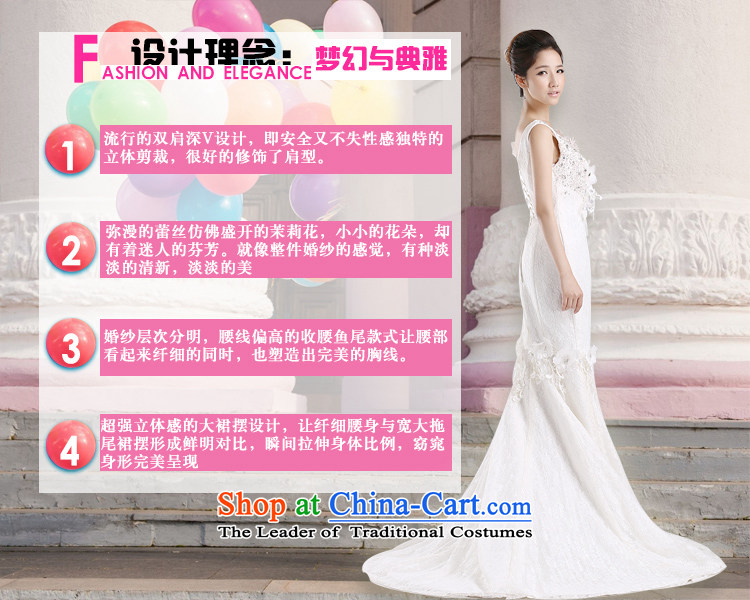 Doi m qi tail Wedding 2014 new Korean white spring and summer marriages lace v-neck crowsfoot wedding dresses White XXL picture, prices, brand platters! The elections are supplied in the national character of distribution, so action, buy now enjoy more preferential! As soon as possible.