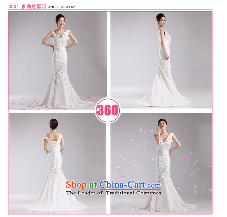 Doi m qi tail Wedding 2014 new Korean white spring and summer marriages lace v-neck crowsfoot wedding dresses White XXL picture, prices, brand platters! The elections are supplied in the national character of distribution, so action, buy now enjoy more preferential! As soon as possible.