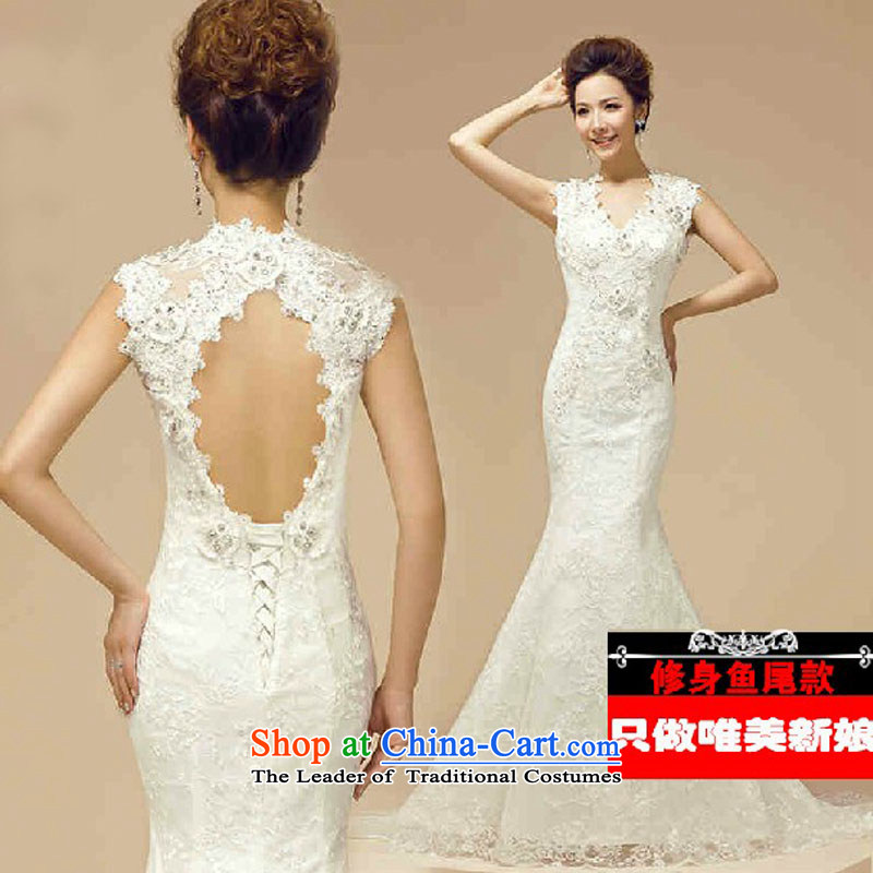 The 2014 Spring bride treasure the new word shoulder deep V back end crowsfoot wedding dresses Bride With White XXL, TREASURE (BABY BPIDEB bride) , , , shopping on the Internet