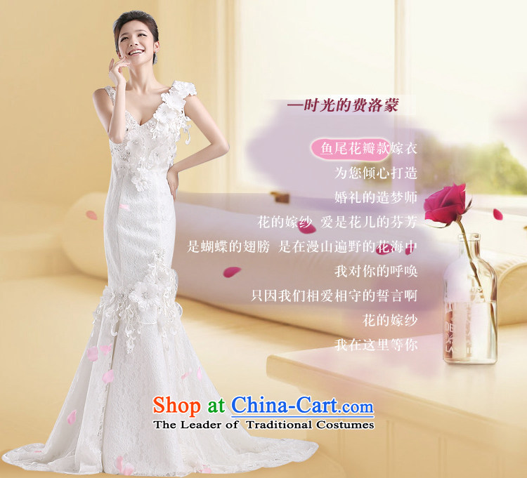 Baby bride tail Wedding 2014 new Korean white spring and summer marriages lace v-neck crowsfoot wedding dresses White XL Photo, prices, brand platters! The elections are supplied in the national character of distribution, so action, buy now enjoy more preferential! As soon as possible.