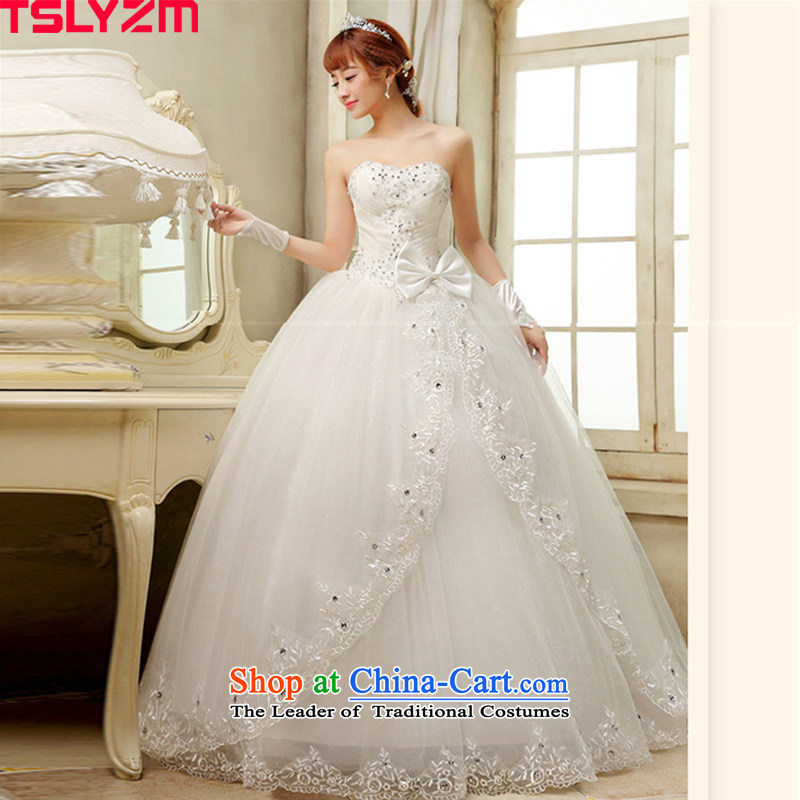 Wipe the chest tslyzm wedding dresses 2015 dulls the new marriages lace Korea Bow Ties to align the Korean bon bon skirt whiteL