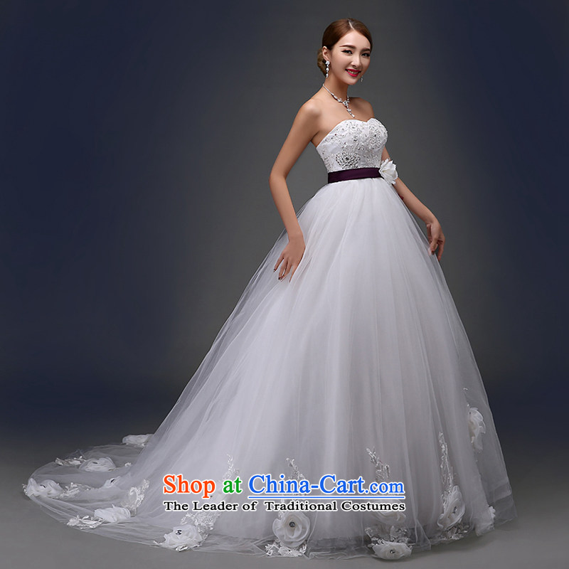 Embroidered Bride Korean-style is retro Deluxe Big tail flowers diamond anointed chest lace princess wedding dresses white L code, Suzhou embroidery brides shipment has been pressed shopping on the Internet