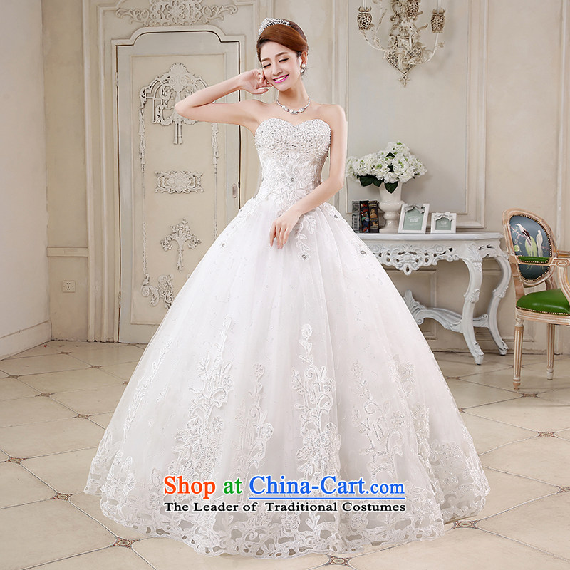 Embroidered is by no means a bride wedding dresses 2015 new luxury water drilling Korean Princess Mary Magdalene Chest straps Korean Bridal Suite White made does not allow, embroidered bride shopping on the Internet has been pressed.
