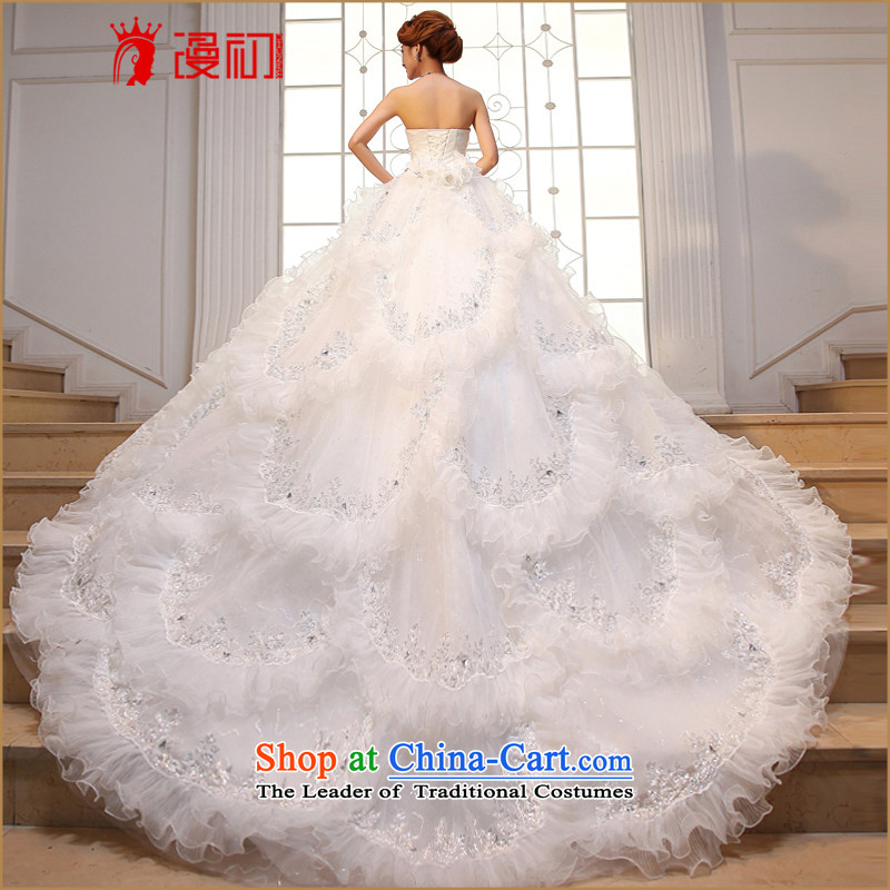 At the beginning of the New Year 2015 diffuse wedding dresses and chest Korean Deluxe Big tail wedding exclusive drill length trailing white wedding , L, Early Man , , , shopping on the Internet