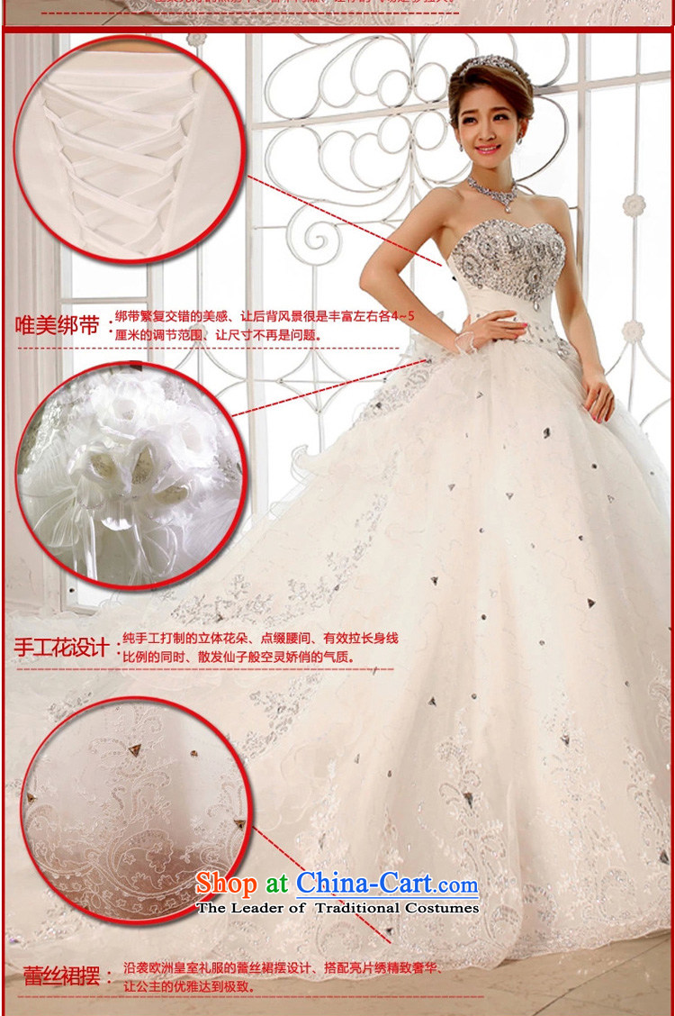 At the beginning of the New Year 2015 diffuse wedding dresses and chest Korean Deluxe Big tail wedding exclusive drill length trailing white L wedding pictures, prices, brand platters! The elections are supplied in the national character of distribution, so action, buy now enjoy more preferential! As soon as possible.