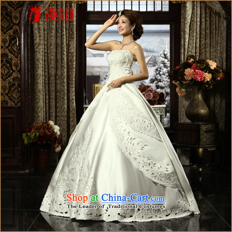 In the early 2015 new man wedding upscale Korean lace anointed chest Wedding Car bone embroidery to align bon bon skirt wedding White M early man , , , shopping on the Internet