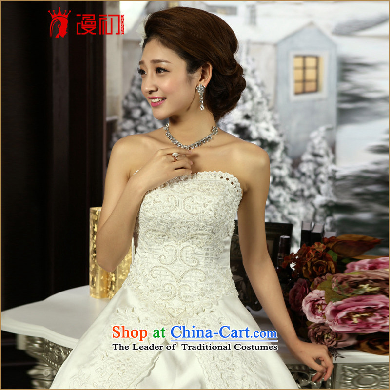 In the early 2015 new man wedding upscale Korean lace anointed chest Wedding Car bone embroidery to align bon bon skirt wedding White M early man , , , shopping on the Internet