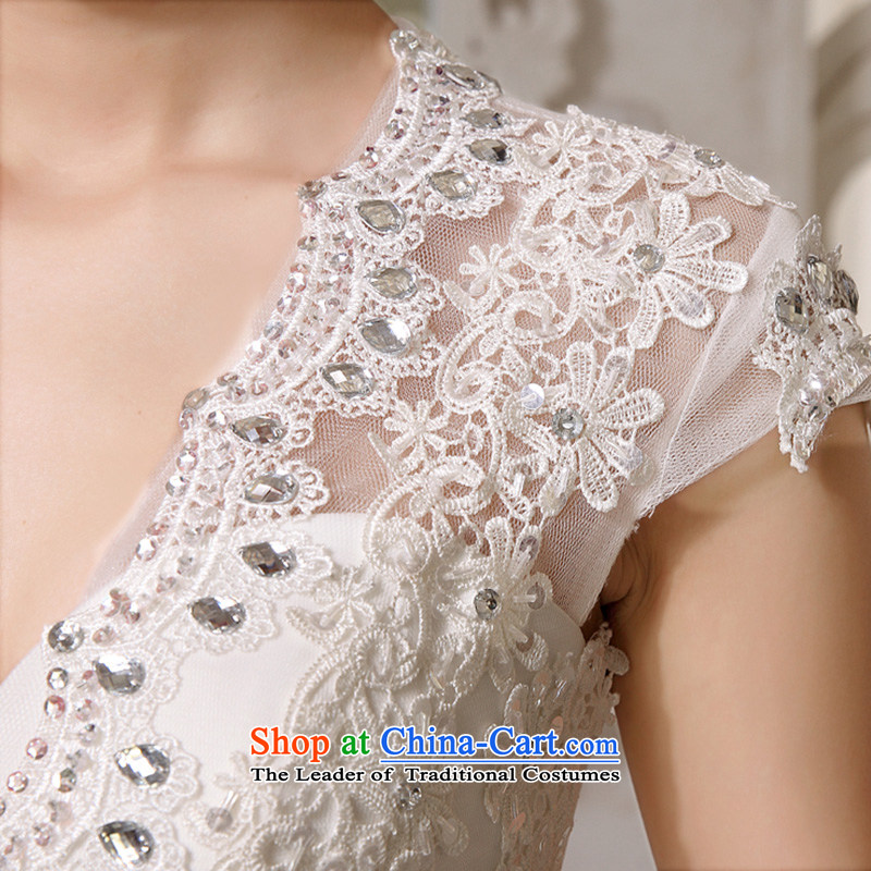 Embroidered is the new Korean brides 2015 VERSION V-Neck Tie your shoulders to package yard white water drilling lace white wedding tailor-made does not allow, embroidered bride shopping on the Internet has been pressed.