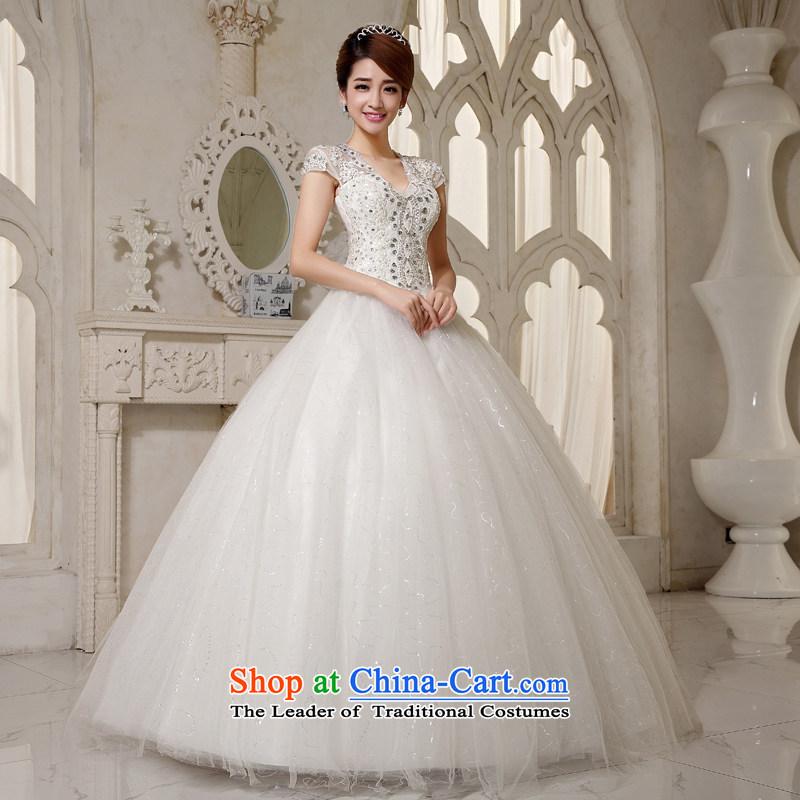 Embroidered is the new Korean brides 2015 VERSION V-Neck Tie your shoulders to package yard white water drilling lace white wedding tailor-made does not allow, embroidered bride shopping on the Internet has been pressed.
