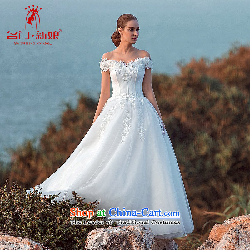 A bride wedding dress the?Word 2015 bride shoulder lace wedding video thin princess petticoats A514 S