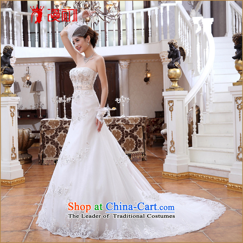 At the beginning of the New Year 2015 spread small trailing princess marriage wedding Korean wiping the chest of diamond ornaments crowsfoot video thin wedding trailing white M early man , , , shopping on the Internet