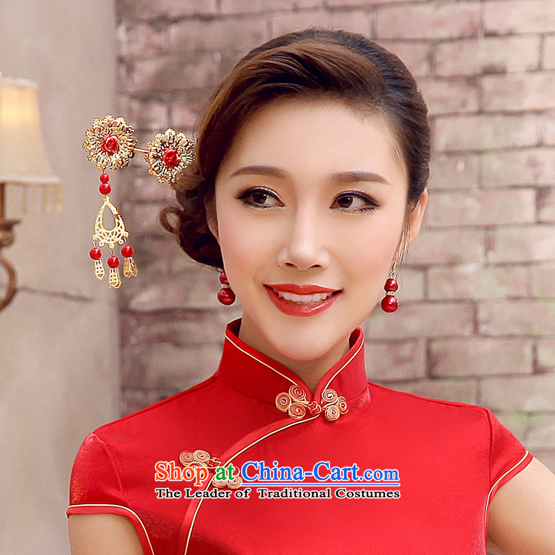 The leading edge of the red retro-day national qipao gown Ornate Kanzashi gate earrings bride jewelry FZ010 Red Hair ornaments, dream of certain days , , , shopping on the Internet