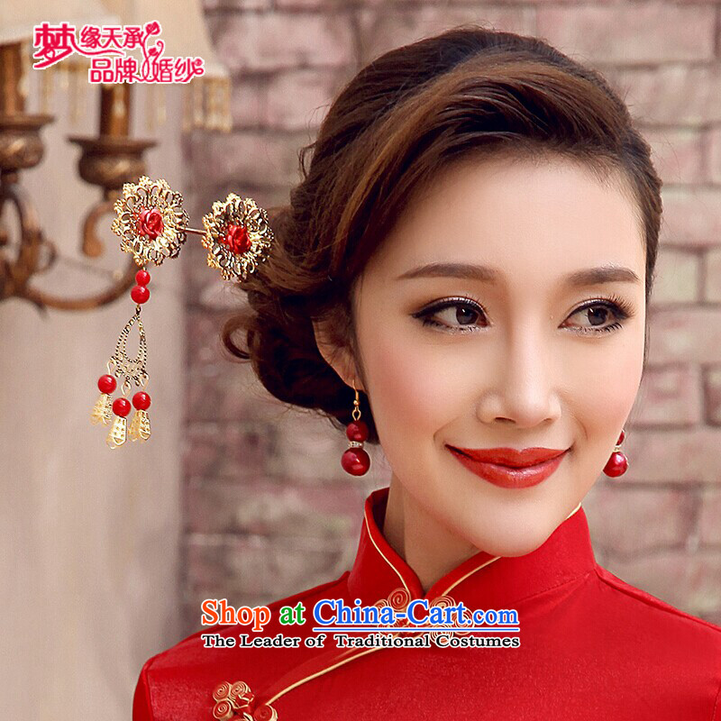 The leading edge of the red retro-day national qipao gown Ornate Kanzashi gate earrings bride jewelry FZ010 Red Hair ornaments, dream of certain days , , , shopping on the Internet