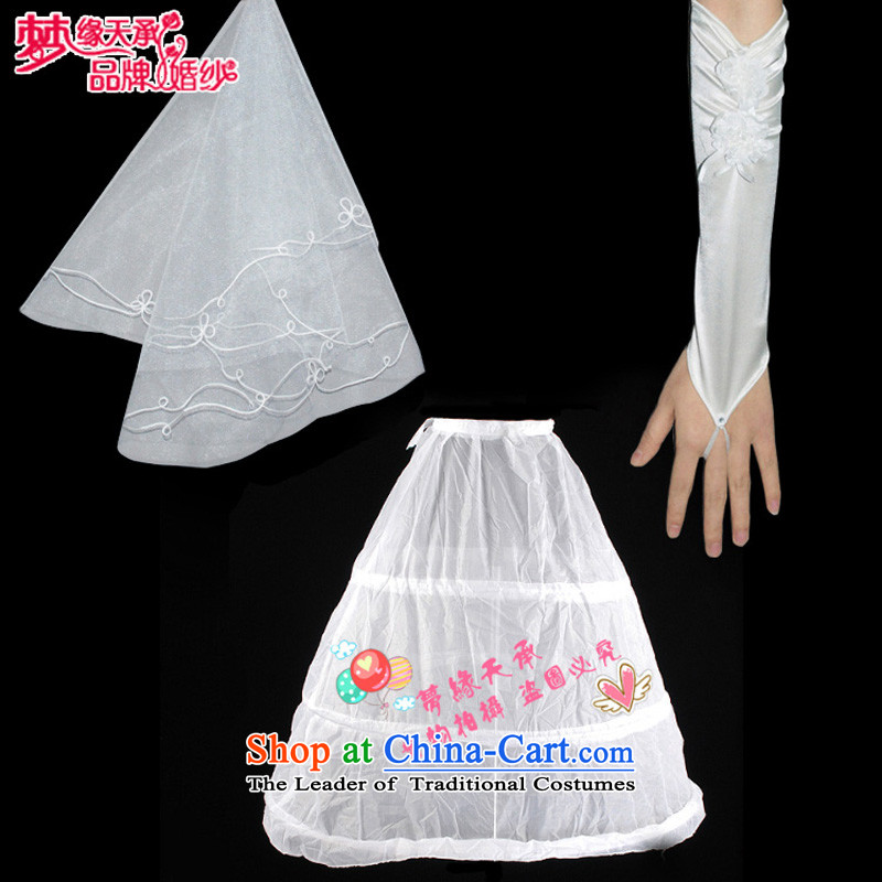 The leading edge of the days of the wedding dress accessories and glove petticoat wedding parties three piece 3JT White