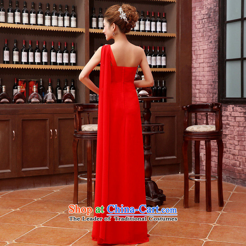 There is also a grand new optimized version of Flash drill won Beveled Shoulder dress bows services upscale chiffon evening dresses XS1068 red colored silk is optimized XXL, shopping on the Internet has been pressed.