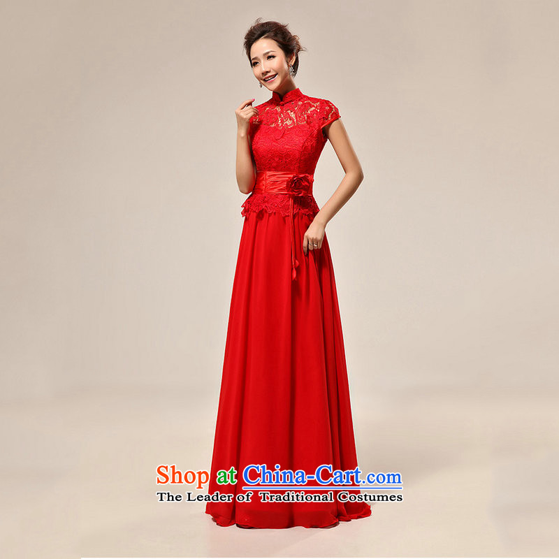 Naoji new luxury sexy word shoulder red lace bride wedding dress XS7106 RED , L, yet a , , , shopping on the Internet