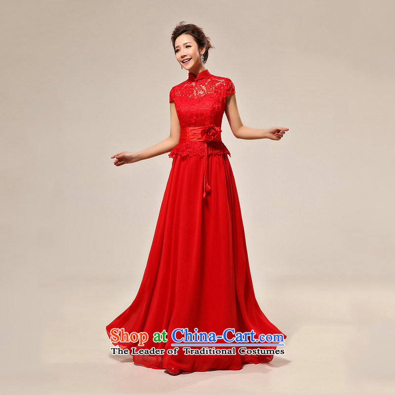 Naoji new luxury sexy word shoulder red lace bride wedding dress XS7106 RED , L, yet a , , , shopping on the Internet