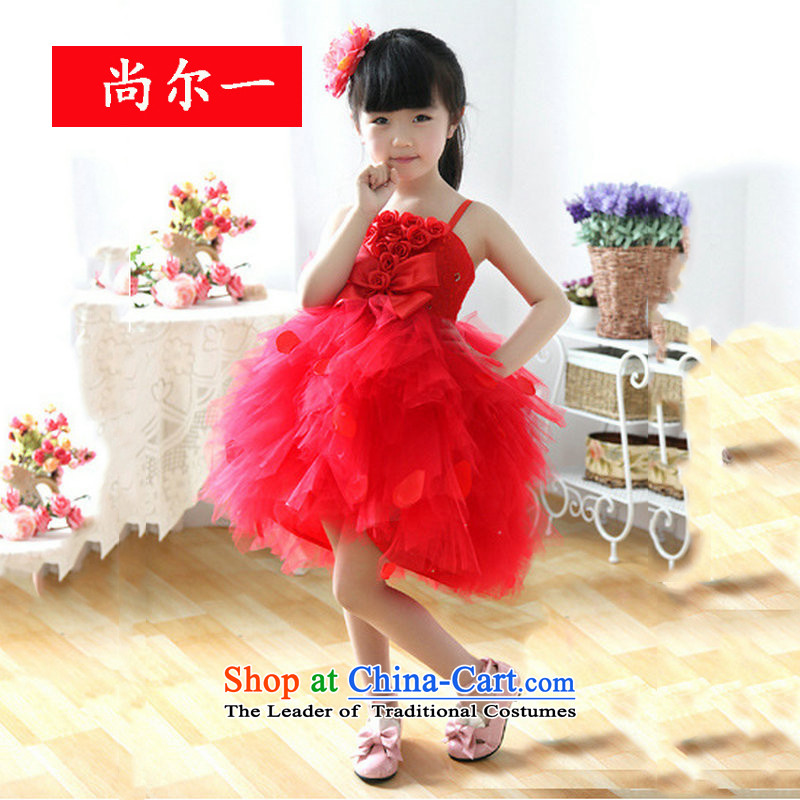 Naoji a child dress girls princess skirt will lace wedding XS1002 Red?2 code