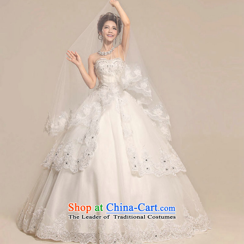 Naoji bright decorated with Mary Magdalene chest lace canopy skirt noble royal wedding dresses XS5221 m White XXL, naoji a , , , shopping on the Internet