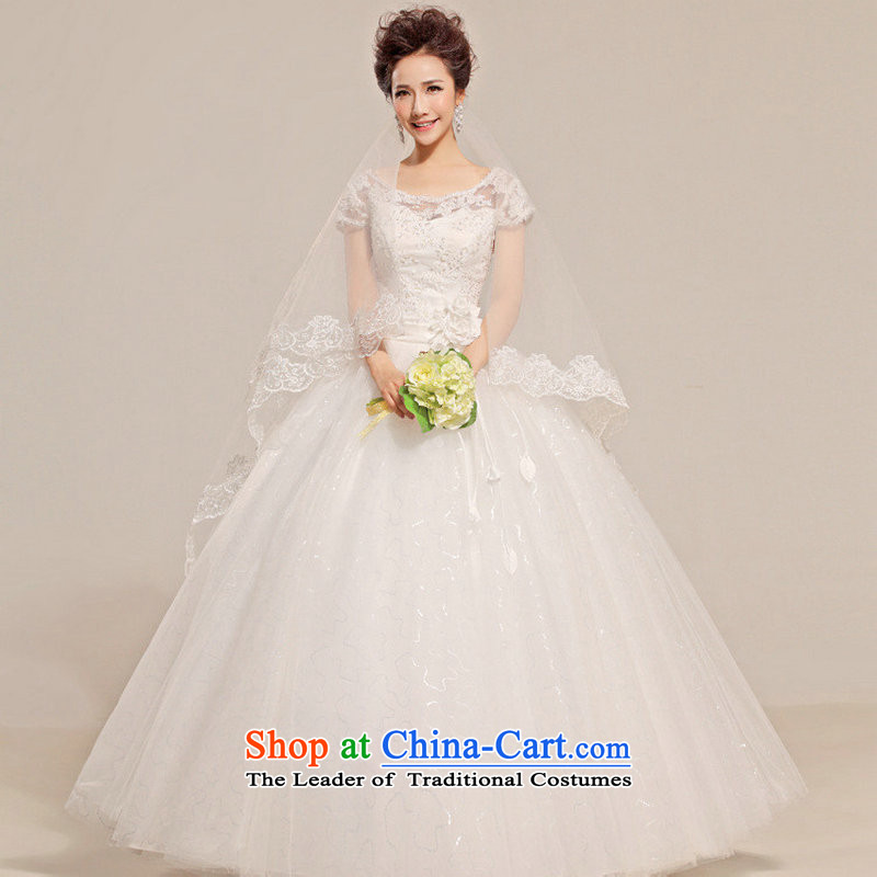 Naoji a new Word 2014 shoulder lace wedding Korean brides to align the sweet white bon bon XS6626 summer White?M yarn