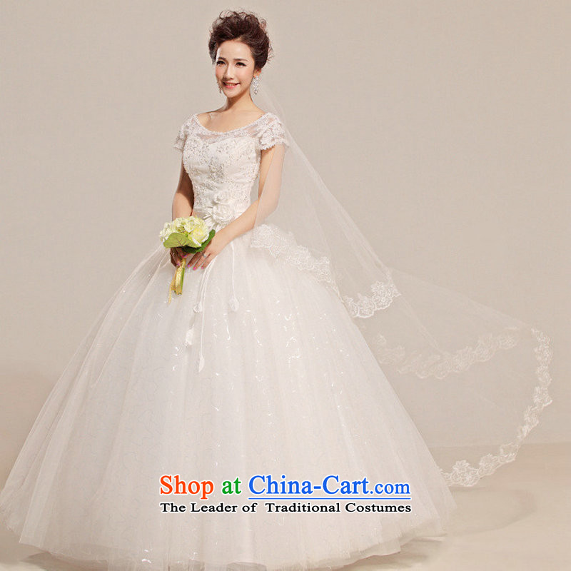 Naoji a new Word 2014 shoulder lace wedding Korean brides to align the sweet white bon bon yarn XS6626 summer White M naoji a , , , shopping on the Internet