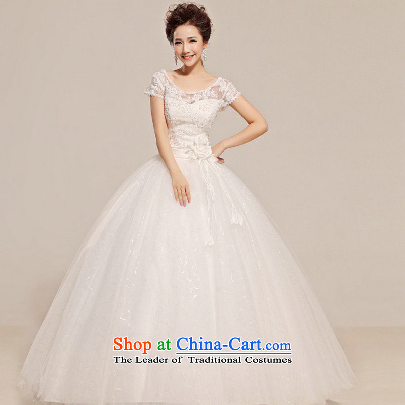 Naoji a new Word 2014 shoulder lace wedding Korean brides to align the sweet white bon bon yarn XS6626 summer White M naoji a , , , shopping on the Internet