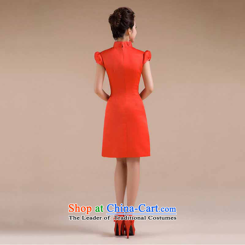 Naoji a 2014 new bride Wedding Dress Short of qipao red improved qipao bows services XS6611 marriage red S naoji a , , , shopping on the Internet