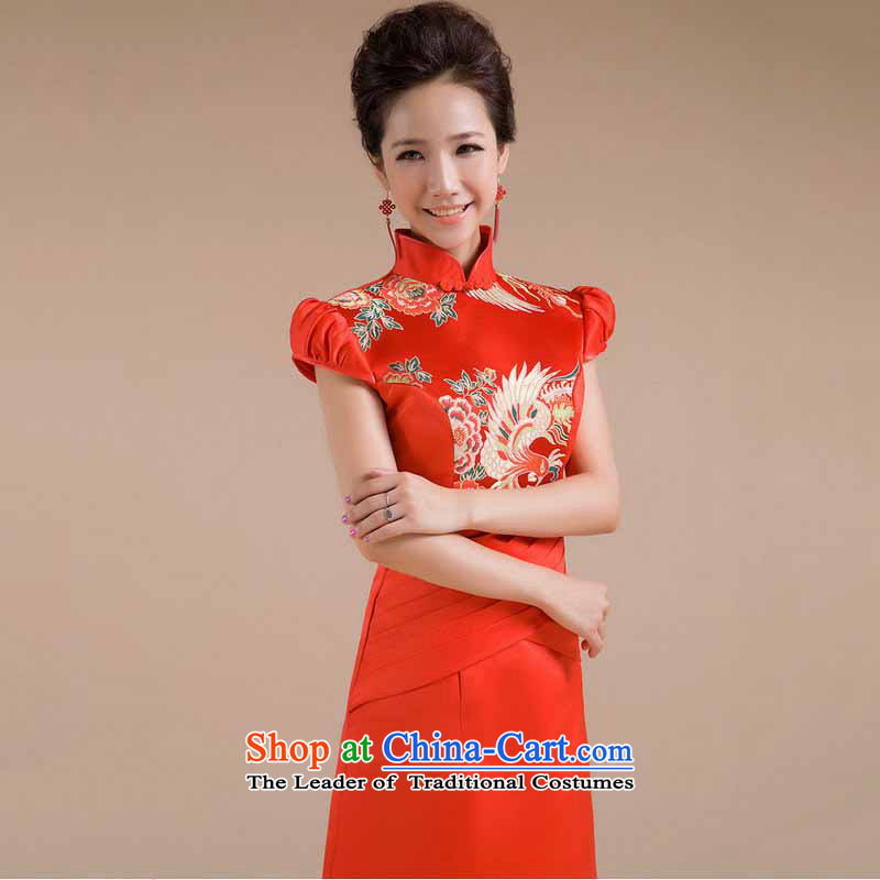 Naoji a 2014 new bride Wedding Dress Short of qipao red improved qipao bows services XS6611 marriage red S naoji a , , , shopping on the Internet