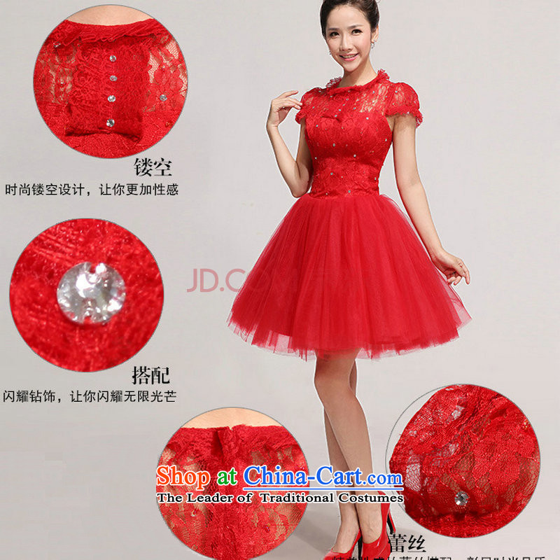 Yet, a new paragraph with chest lace package shoulder flowers knee sister bridesmaid small dress short skirt XS717 RED XXL, naoji a , , , shopping on the Internet