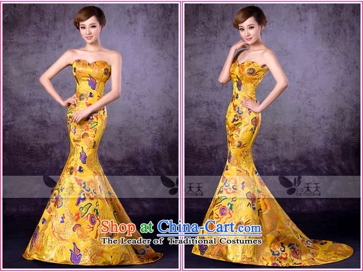 Mrs Alexa Lam roundup golden dragon robe new marriages wedding dresses and chest tail graphics performance, bridal toasting champagne thin dress 32962 Golden M picture, prices, brand platters! The elections are supplied in the national character of distribution, so action, buy now enjoy more preferential! As soon as possible.