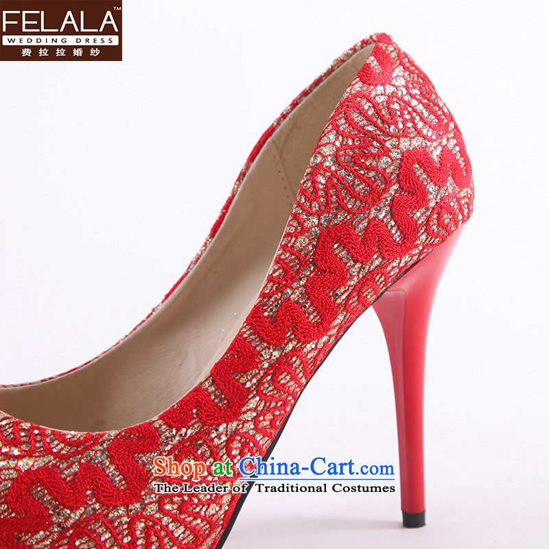 Ferrara 2014 new red silk screen mesh upper with buds the the high-heel shoes Korea Princess Bride shoes . shoes marriage shoes , 37 Ferrara wedding (FELALA) , , , shopping on the Internet