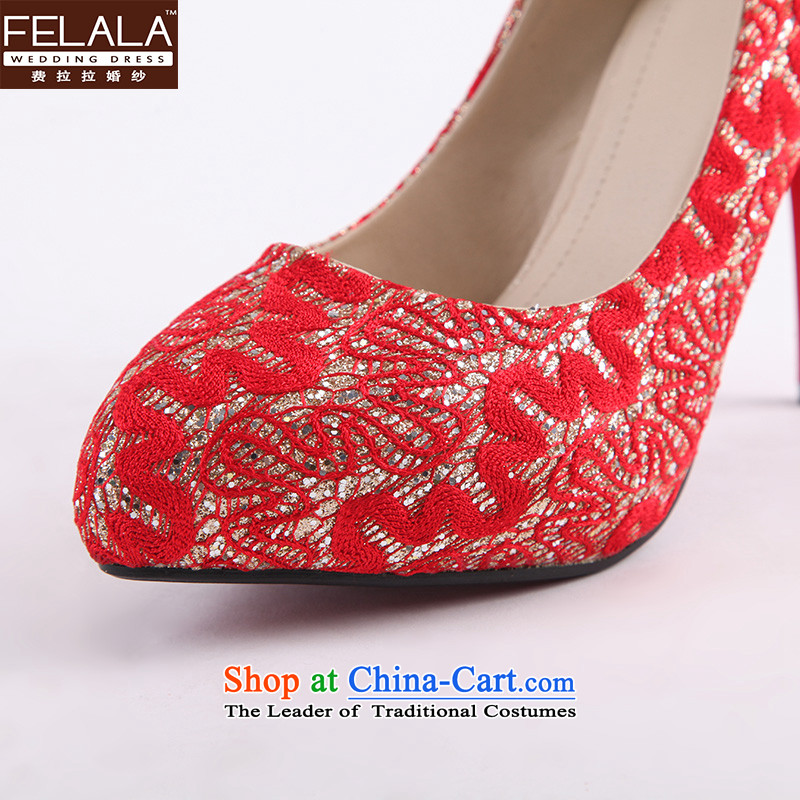 Ferrara 2014 new red silk screen mesh upper with buds the the high-heel shoes Korea Princess Bride shoes . shoes marriage shoes , 37 Ferrara wedding (FELALA) , , , shopping on the Internet