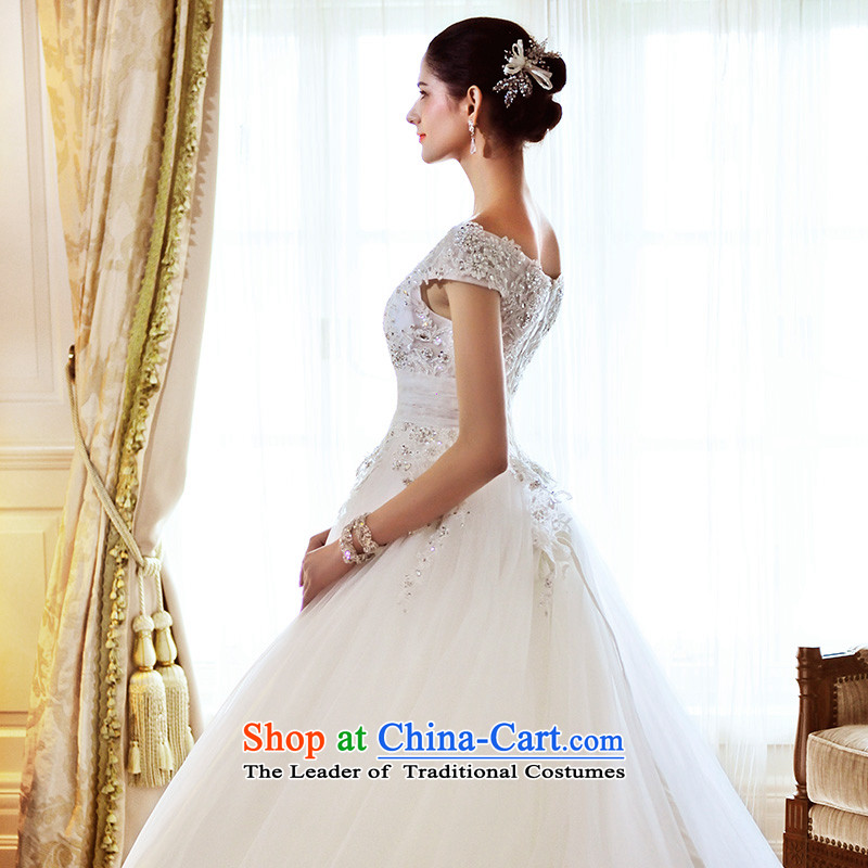 Full Chamber Fong shoulder strap deep V-Neck tail wedding dresses S21470 new Korean Diamond English bride wedding tail 60cm 165-XL, full Chamber Fong shopping on the Internet has been pressed.