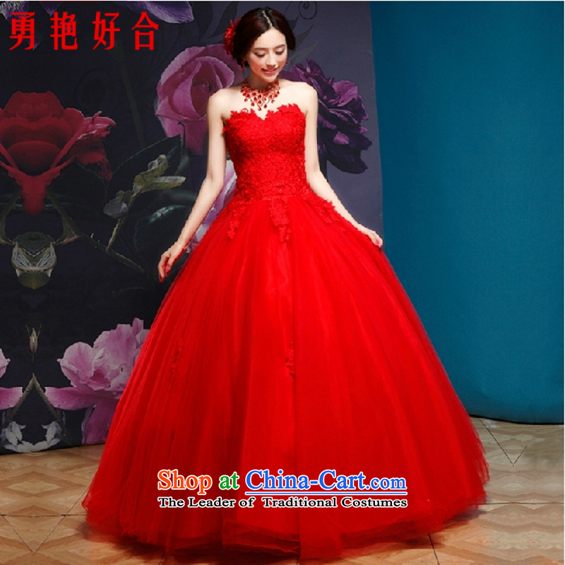 In accordance with the stores on the yarn red wedding dresses new 2015 most stylish tail pregnant women to align marriages Top Loin of wiping the chest white streak M Yong Yim Close shopping on the Internet has been pressed.