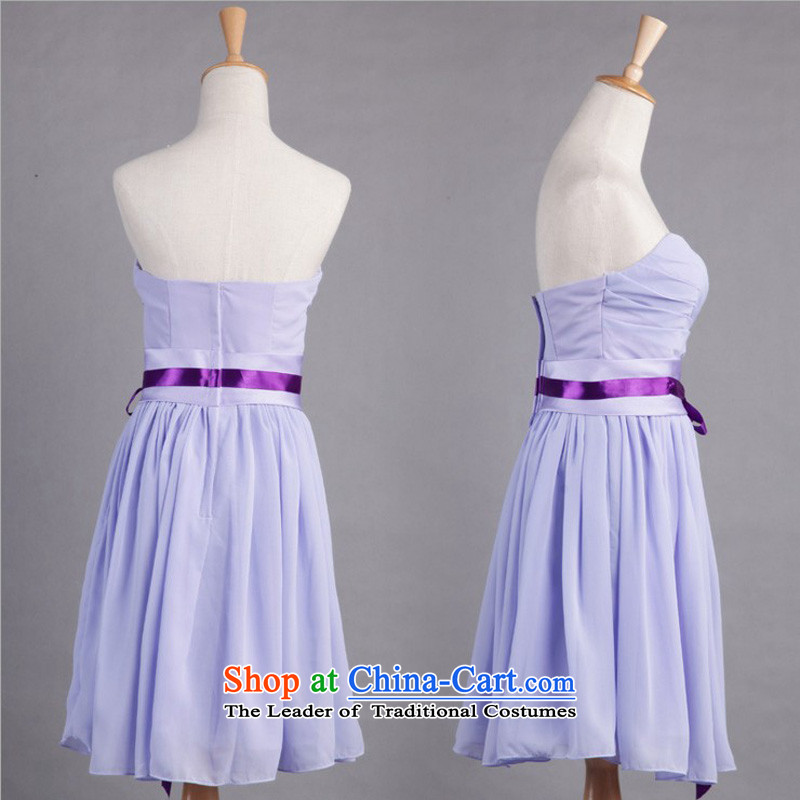Bridesmaid dress purple anointed chest belt short) bridesmaid small dress DLF121023 lavender color of the zipper, Lisa (MSLOVER) , , , shopping on the Internet