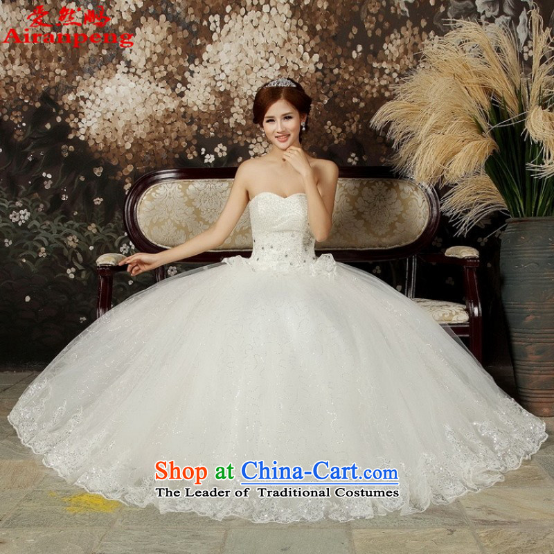 Love So Peng wedding dresses new summer 2015 Korean Princess Mary Magdalene water drilling on-chip chest large graphics thin pregnant women white wedding White XL package, Love Returning so AIRANPENG Peng () , , , shopping on the Internet
