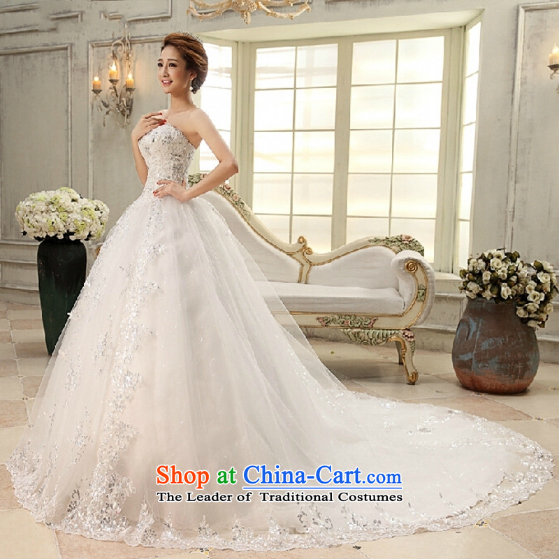 Yong-yeon and wedding dresses new 2015 Korean wiping the chest tail wedding video thin water drill large trailing white sweet white wedding to align the M-yong Yim Close shopping on the Internet has been pressed.
