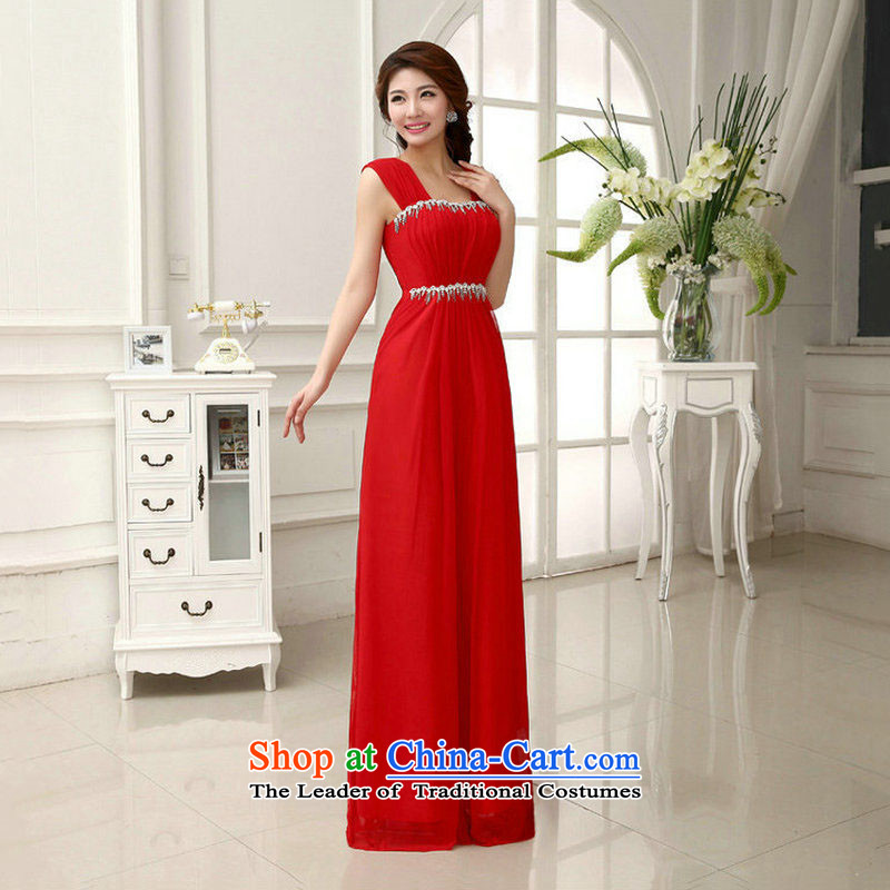 Yet, a new paragraph shoulders red chip marriages bows services evening dress wedding bridesmaid long XS293 large red , L, yet a , , , shopping on the Internet