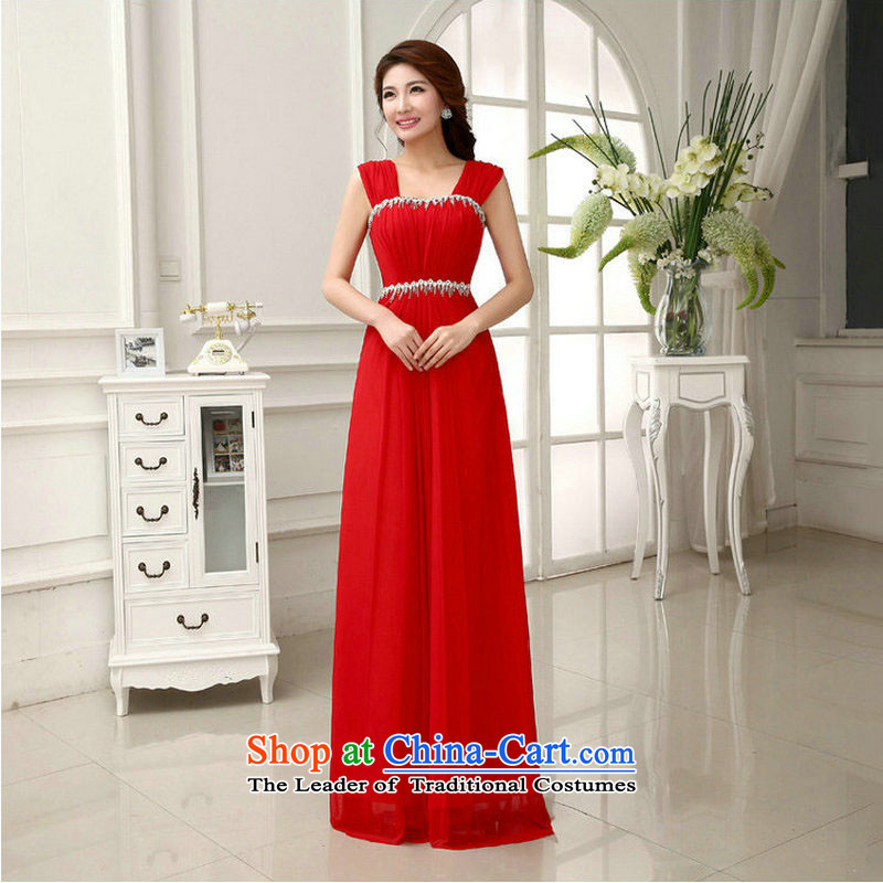 Yet, a new paragraph shoulders red chip marriages bows services evening dress wedding bridesmaid long XS293 large red , L, yet a , , , shopping on the Internet