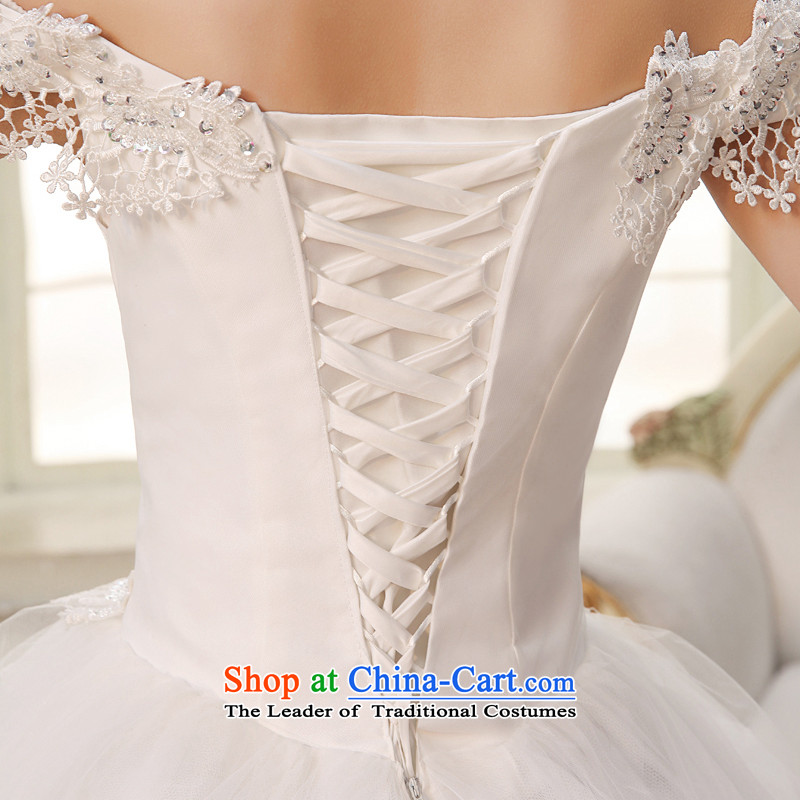 The HIV NEW 2015 princess slotted shoulder wedding dresses tail Korean lace thin snap to bind the video with large wedding H-31 code White XL, HIV Miele shopping on the Internet has been pressed.