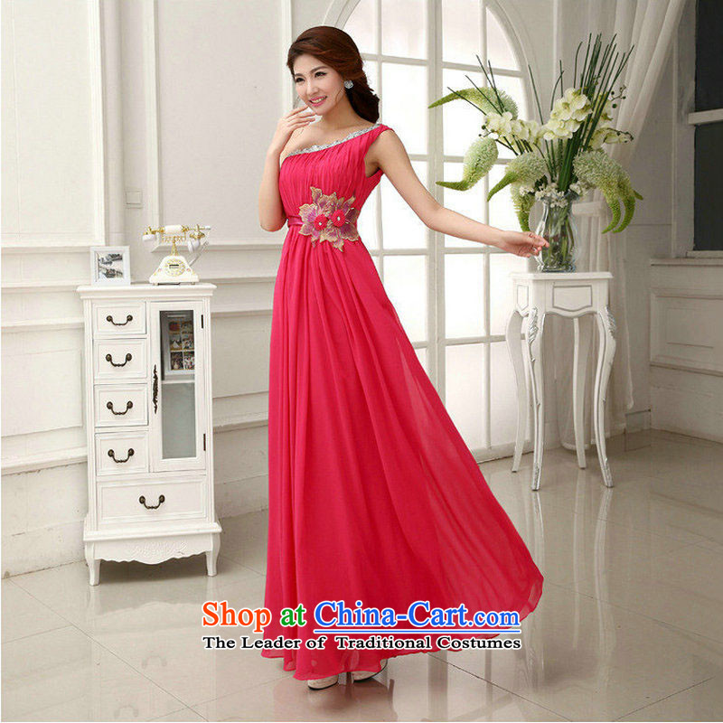 Naoji shoulder a bride wedding dress marriage bows serving evening dresses wedding bridesmaids XS217 long red XL, yet a , , , shopping on the Internet