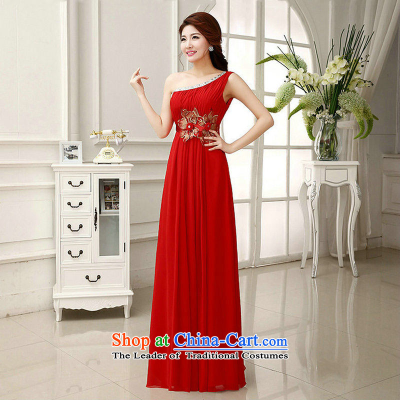 Naoji shoulder a bride wedding dress marriage bows serving evening dresses wedding bridesmaids XS217 long red XL, yet a , , , shopping on the Internet
