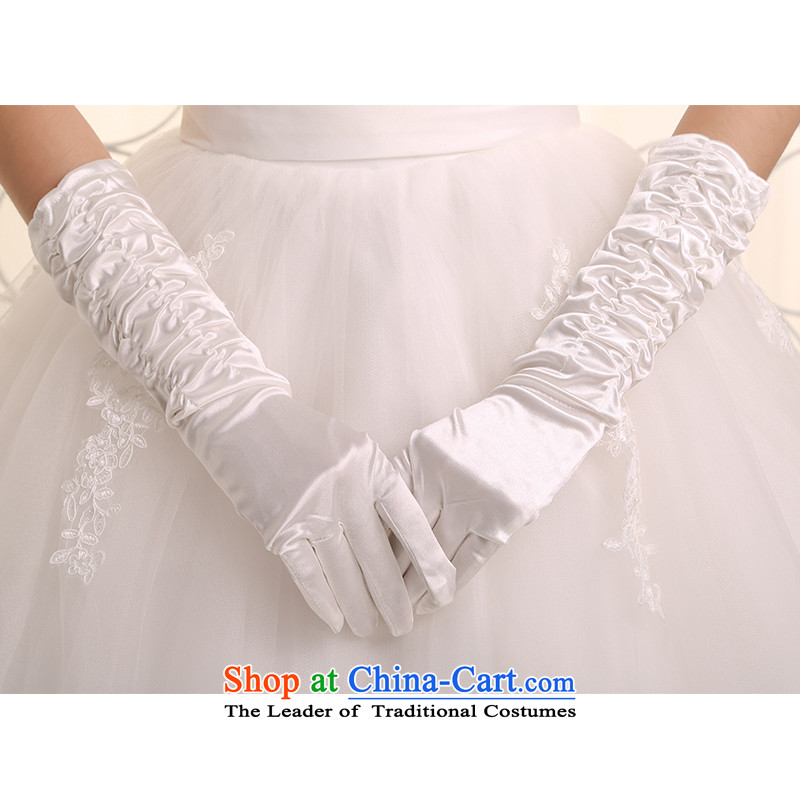 The HIV long white gloves, marriages red creases wedding gloves wedding dresses accessories are simple yet elegant casual creases?S-03?White
