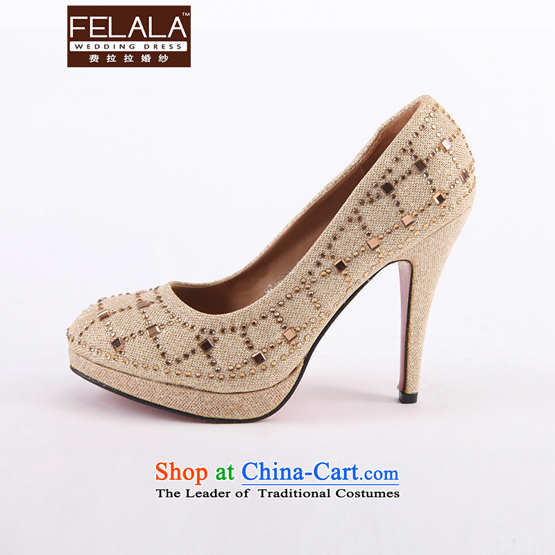 Ferrara marriages Gold high-heel bride marriage women shoes lady shoes shoes for larger marriage marriage shoes , 37 Ferrara wedding (FELALA) , , , shopping on the Internet