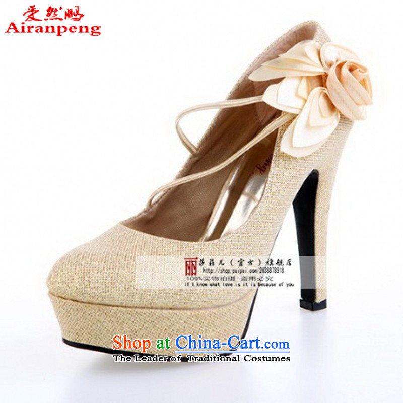 Shoes marriage shoes red shoes marriage shoes bride shoes large red marriage shoes high heels HX08 red 35 centimeters and 11.5 Code love so Peng (AIRANPENG) , , , shopping on the Internet