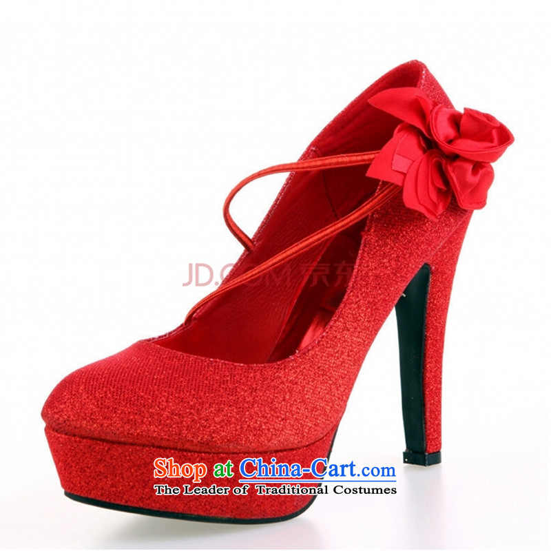 Shoes marriage shoes red shoes marriage shoes bride shoes large red marriage shoes high heels HX08 red 35 centimeters and 11.5 Code love so Peng (AIRANPENG) , , , shopping on the Internet
