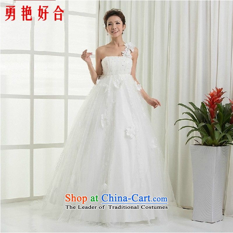 Yong-yeon and 2015 New pregnant women video thin wedding dresses Korean flower shoulder sweet, upscale wedding made no size White Replacement