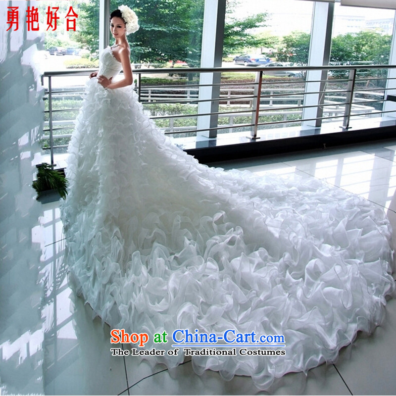 Yong-yeon and bride wedding dresses spring Korean tail lace anointed chest new 2015 large custom white to pregnant women not returning Size