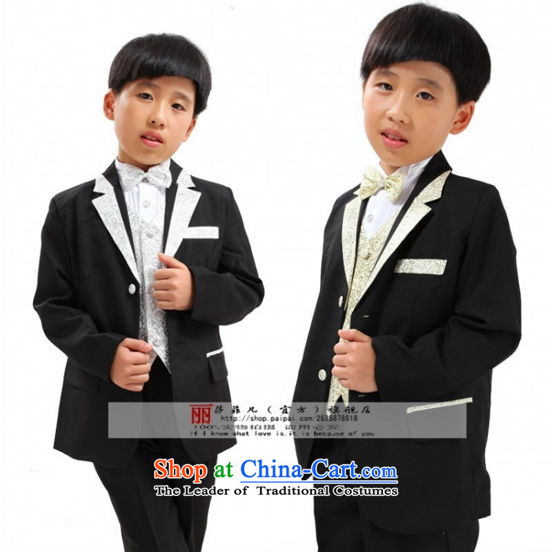 Children's Wear Flower Girls Boys children suit dress boys dress suits black and silver 140 love so Pang , , , shopping on the Internet