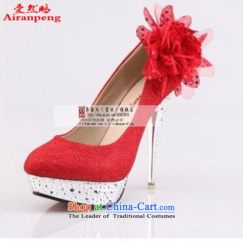 2014 new women's shoe the the high-heel shoes red marriage bride marriage shoes for larger marriage shoes crystal shoes, silver 38, 1389 Love So Peng (AIRANPENG) , , , shopping on the Internet